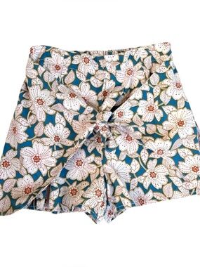 Anthropologie Georgine Skirted Shorts Teal Floral Women’s Size XS EUC Summer